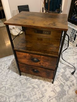Wood-front night stand with fabric drawers
