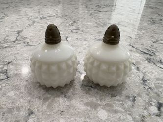 Vintage White Milk Glass Salt and Pepper Shakers