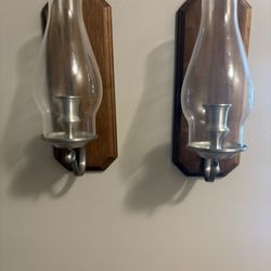 2 Hampshire Pewter Wall Sconces