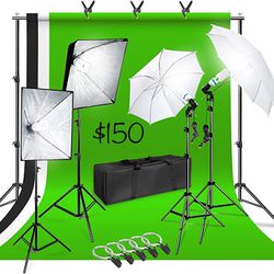Photography Lighting Umbrella Softbox Backdrop Kit