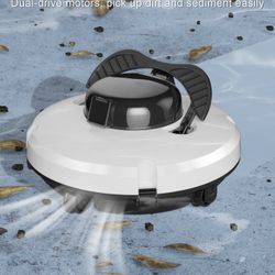 Cordless Pool Vacuum for Above Ground Pool, Robotic Pool Cleaner with Dual Motors Strong Suction, 120 Mins Runtime, Auto-Parking, Pool Cleaner Robot f