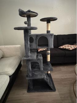 Grey cat tree