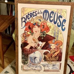 Large Framed  Alphonse Mucha Print 