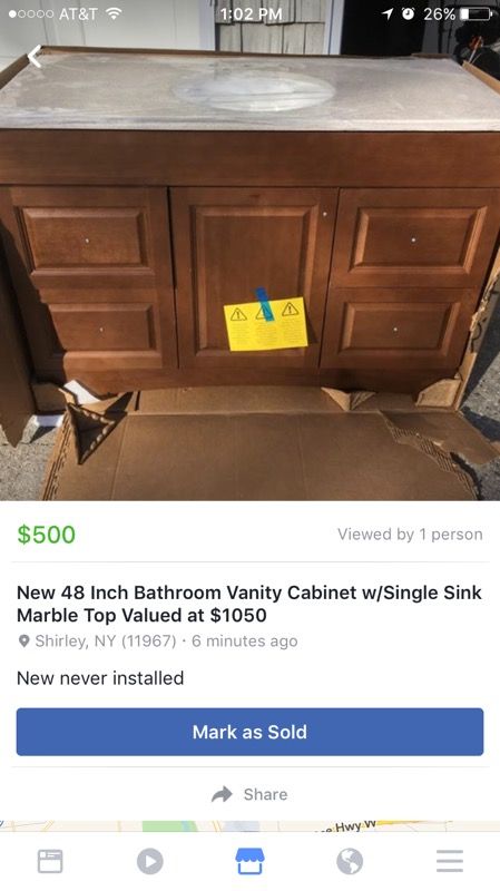 New 48 Inch Bathroom Vanity Cabinet W Single Sink Marble Top Valued At 1050 For In Brookhaven Ny Offerup