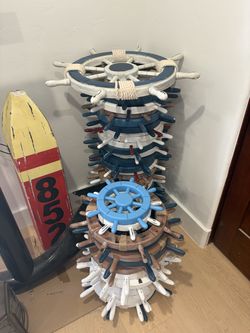 DECORATIVE SHIP WHEELS - MULTIPLE COLORS & SIZES - $5 EACH, MUST GO!