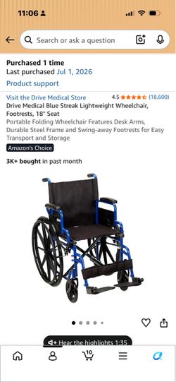 Drive Medical Blue Streak Lightweight Wheelchair