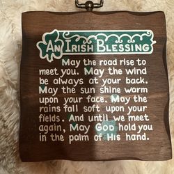 Vintage IRISH BLESSING Wood Wall Hanging Plaque