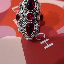 Sterling Silver Garnet Poison Ring