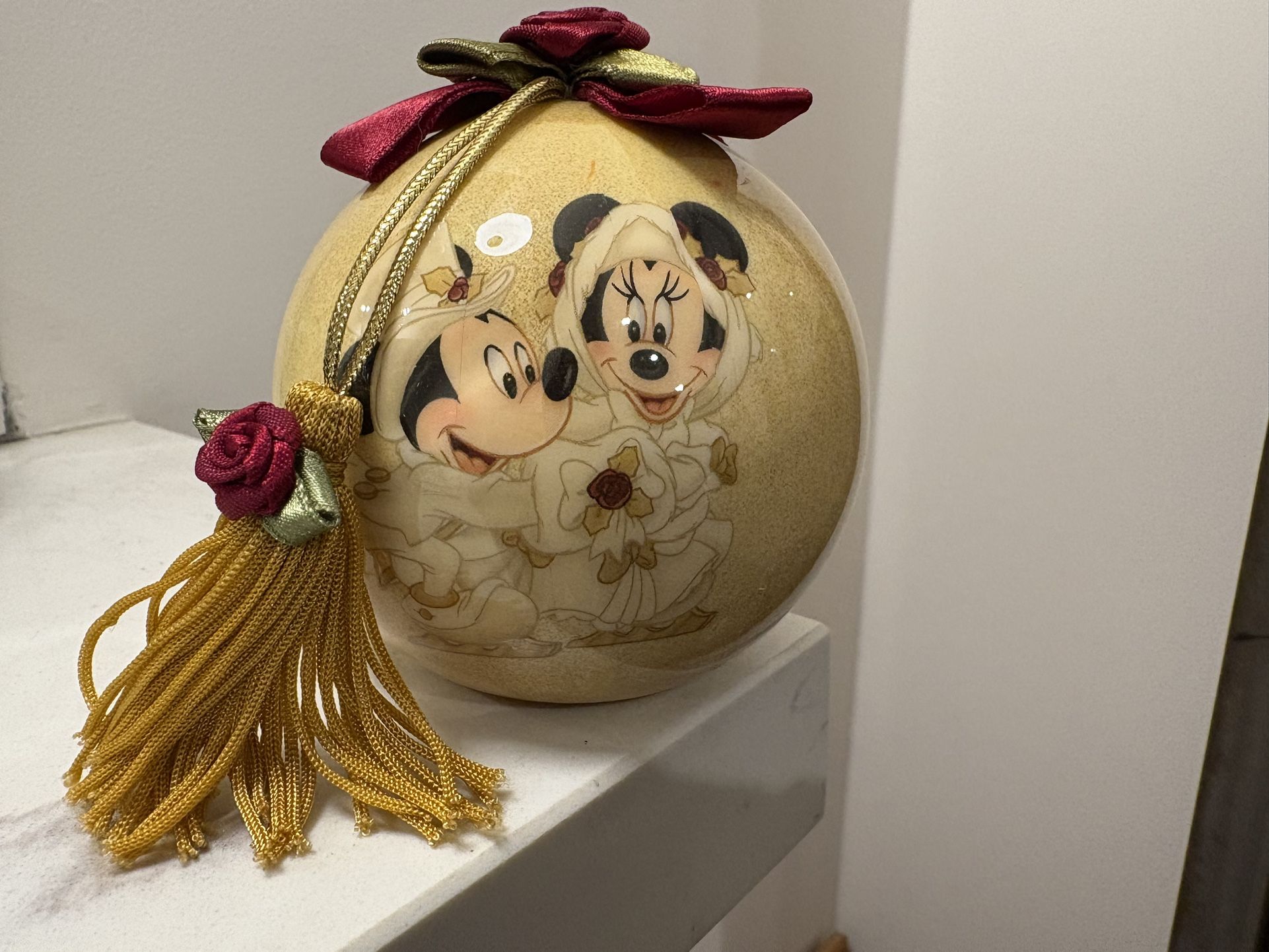 Disney Mickey & Minnie Mouse wedding and Holiday Christmas Crafted from hand-painted 24 K gold
