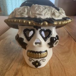 Skull Candle Holder Dia De Los muertos
