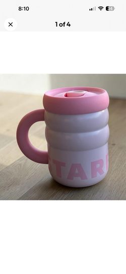 Starbucks Stainless Steel Pink  Rippled Mug 12 oz
