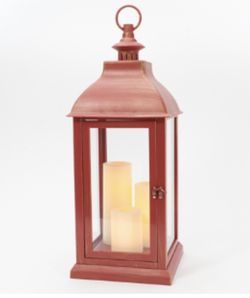 Candle Impressions 23" Large Indoor/ Outdoor Lantern with 3 Candles NEW