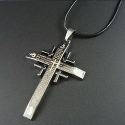 Rope pendant Bible and cross necklace