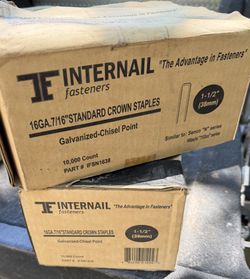 2 boxes Internail 1 1/2 , 16 ga, galvanized staples