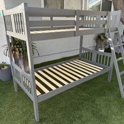 twin bunk bed in gray