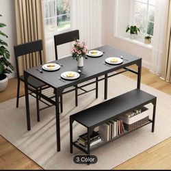 Black Table with bench for Four (4)