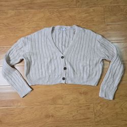 GARAGE Cropped Cream Cardigan Size M