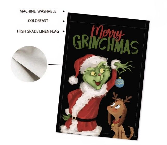Grinch Christmas Garden Flag: Pack Of 2, BURLAP