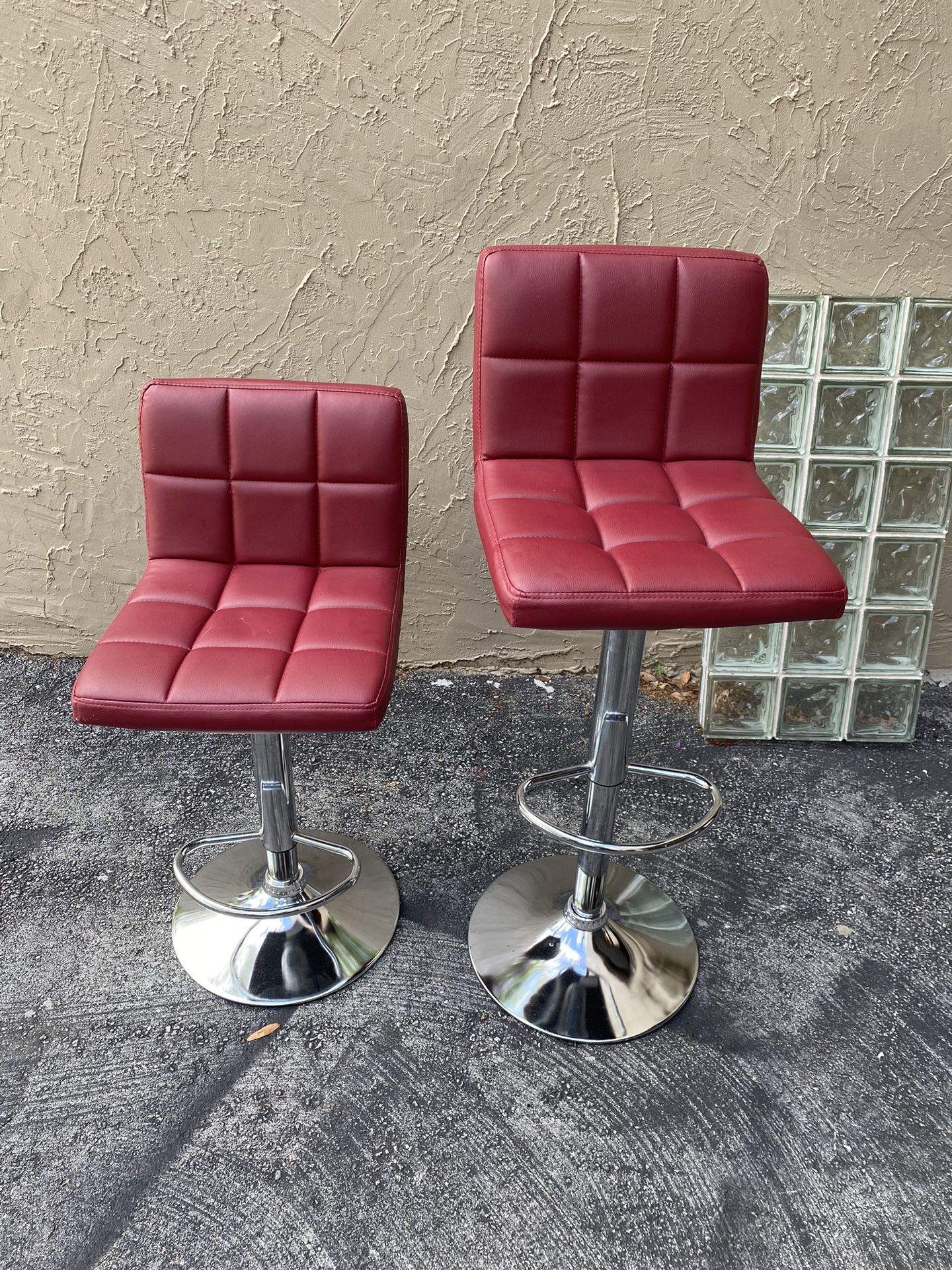 2 Red Adjustable Barstools