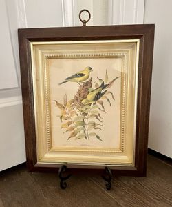 Vintage Goldfish On Fall Sumac by Rudolph Freund Print 13/15 Inch Framed Signed 