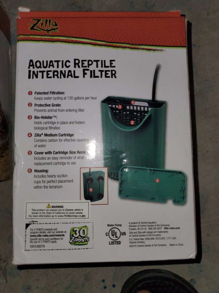 aquatic reptile internal filter