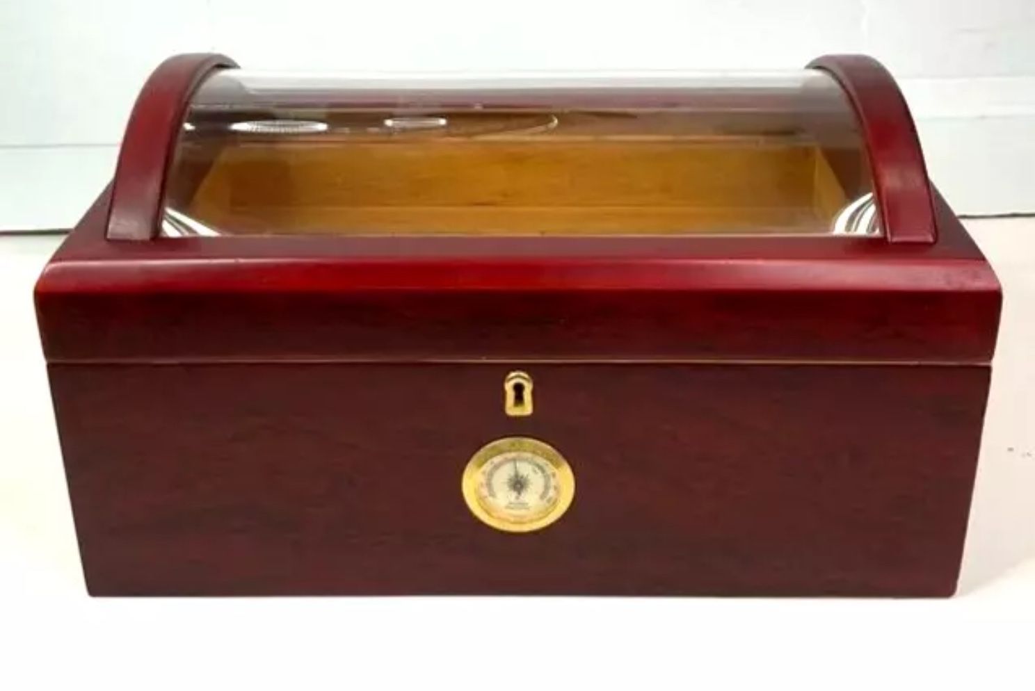 Thompson & Co. 1915 Cedar Cigar Humidor Large Barrel Top w Cherry Finish No Key