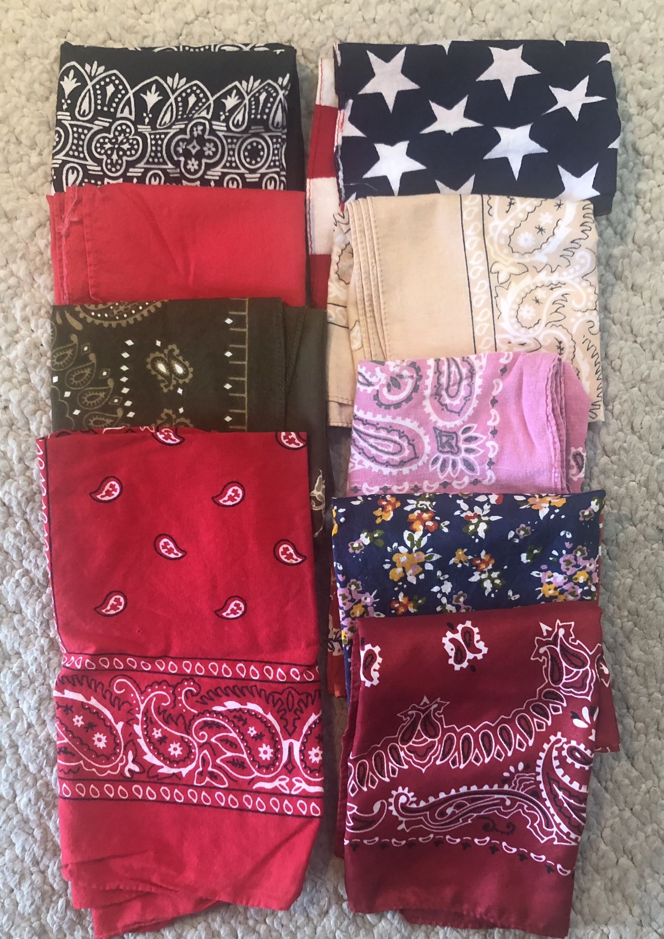 9 Vintage Bandannas/Handkerchiefs