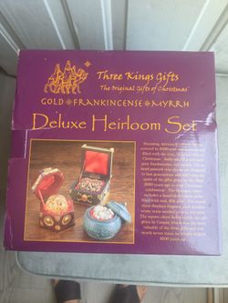 THREE KINGS Gifts - Set of 3 standard relic boxes - 23-carat royal gold, authentic incense and myrrh - Original Christmas gifts - Resin chests with sa