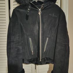 Baby Phat Leather Jacket With HOODI 