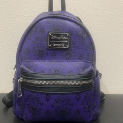 Disney Parks Loungefly Haunted Mansion Wallpaper Purple/Black Mini Backpack