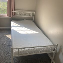 White Twin Size Platform Bed