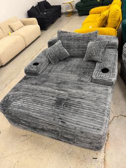 67" Oversized Sofa Bed with Pillows No Assembly Required, Deep Seat Corduroy Boneless Sleeper Couch for Living Room Bedroom, Modern Reading Chair, Gra