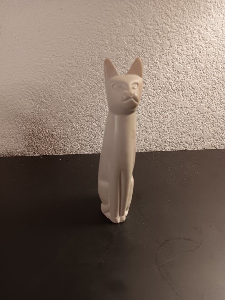 EXQUISITE Handcarved Soapstone 6 Cat Figurine Made in Kenya.This exquisite hand carved soapstone figurine depicts a cat, standing at 6 inches tall.