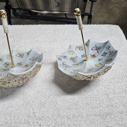 Porcelain 24k Trim Umbrella from the April Showers Butterflies Flowers collection. 