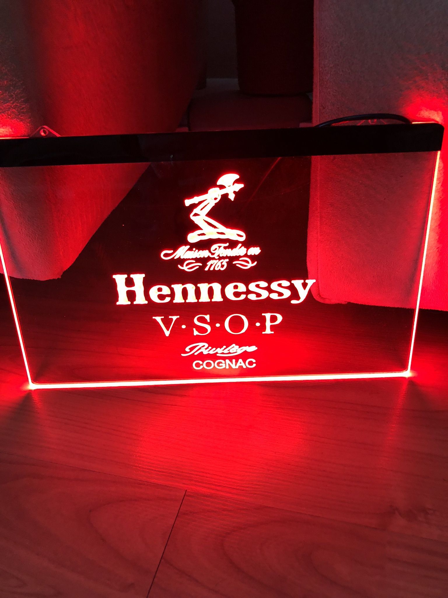 HENNESSY LED NEON RED LIGHT SIGN 8x12