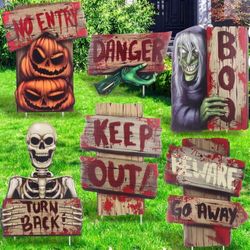 6pcs Spooky Halloween Yard Signs - Corrugated Ghost Stakes for Outdoor Decorations with Stakes - Perfect for Halloween Yard/Lawn Decorations