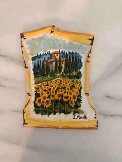SMALL Original Art on Canvas Sunflower Field Italy