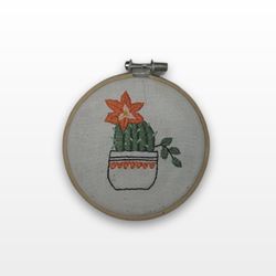 Handmade Cactus Hand Embroidery Hoop Art 4 Inch