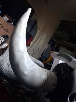 Commercial Mechanical Bull Replacement Horns | Heavy-Duty White Vinyl with Velcro Attachment | Rodeo Simulator Repair Spare Parts