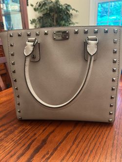 Michael Kors Sandrine Studded Saffiano Leather Tote - French Grey