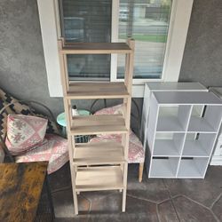 Natural Wood Ladder Shelf