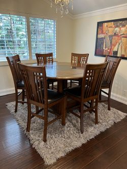 Wooden Counter Height Extendable Dining Table