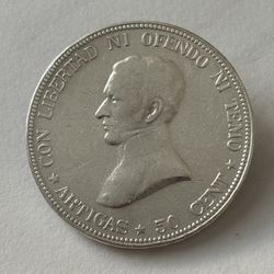 1916 Rare Uruguay 50 Cent Silver Coin Key Date Only 400k Minted