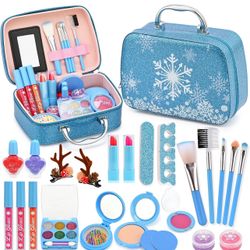 Real Washable Makeup Kit for Girls - Non-Toxic Kids Play Make Up Set Toy for Toddlers Children