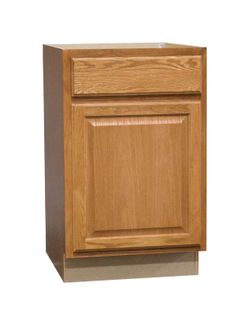 Hampton Bay Hampton 21 in. W x 24 in. D x 34.5 in. H Assembled Base Cabinet in Medium Oak