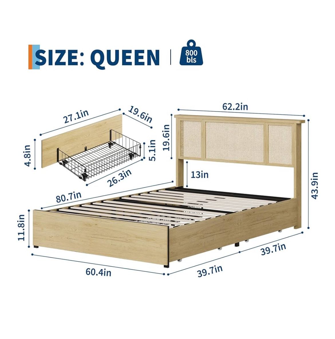 Moving Sale - Queen Wicker Bed frame