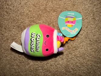 Squishmallow 7 - 8" Silver GUMMY WORMS KellyToy NWT NEON JUNK FOOD SQUAD 2023