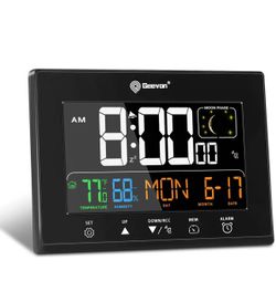 Geevon Atomic Alarm Clock with Indoor Temperature, HD Color Display