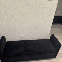 Black Velvet Ottoman Bench 