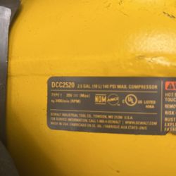 Dewalt DCC2520B 20V MAX 2-1/2 gal. Brushless Cordless Air Compressor (Tool Only）for Parts 